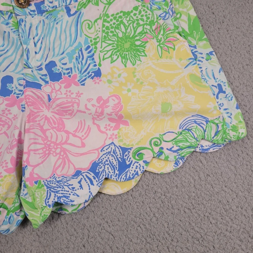 LILLY PULITZER Shorts Size 10 Buttercup Scallop Hem Lightweight 4